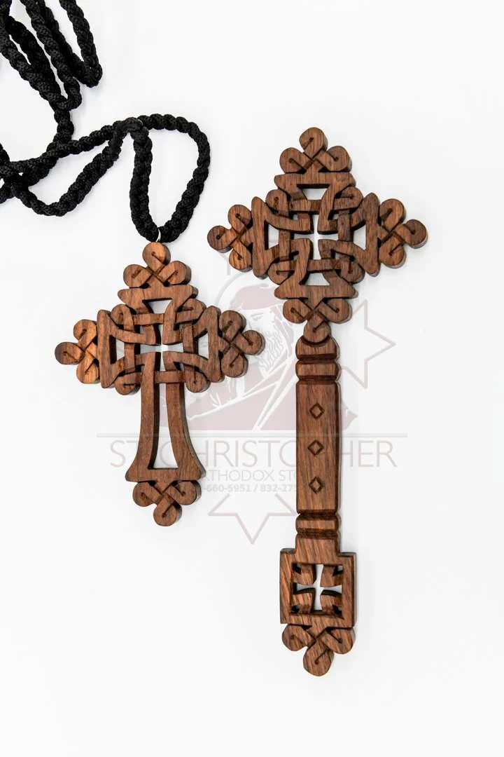 Hand Carved Wooden Cross Set - 018 — St. Christopher Orthodox Store